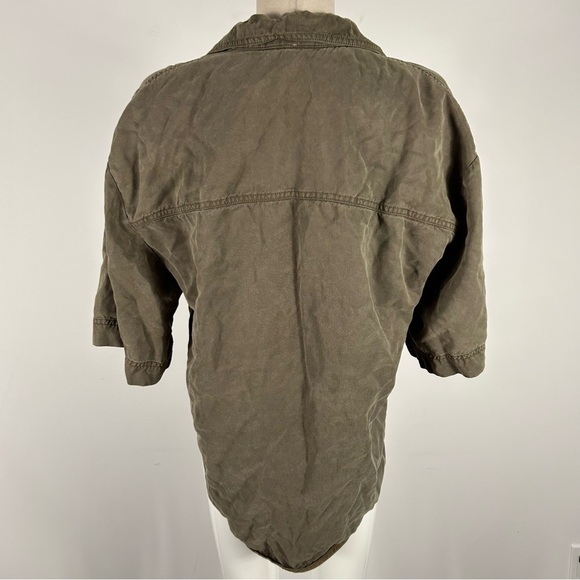 Babaton Casual Olive Green Button-Up Shirt S - Picture 5 of 11